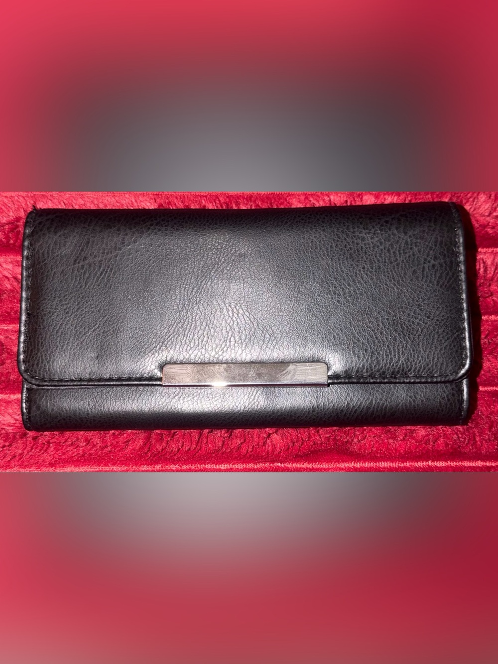mundi Black Leather Zip-Front Wallet